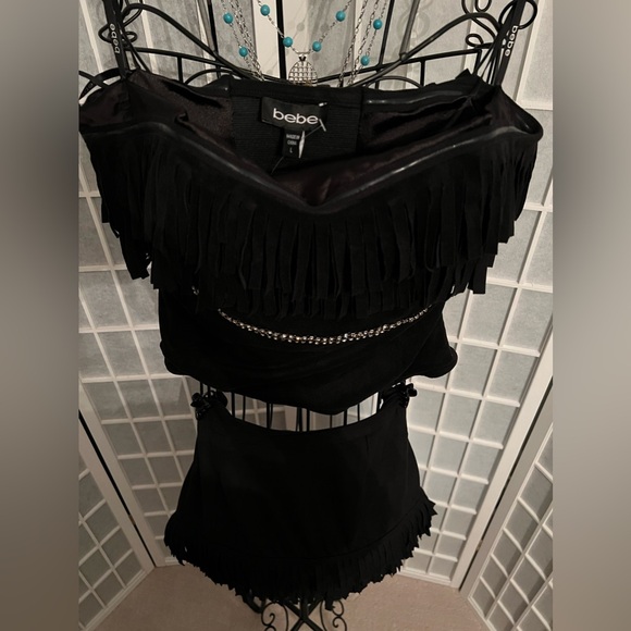 BEBE Lahela Fringe Top & Lahela Fringe Skirt Set NWT - Picture 4 of 10
